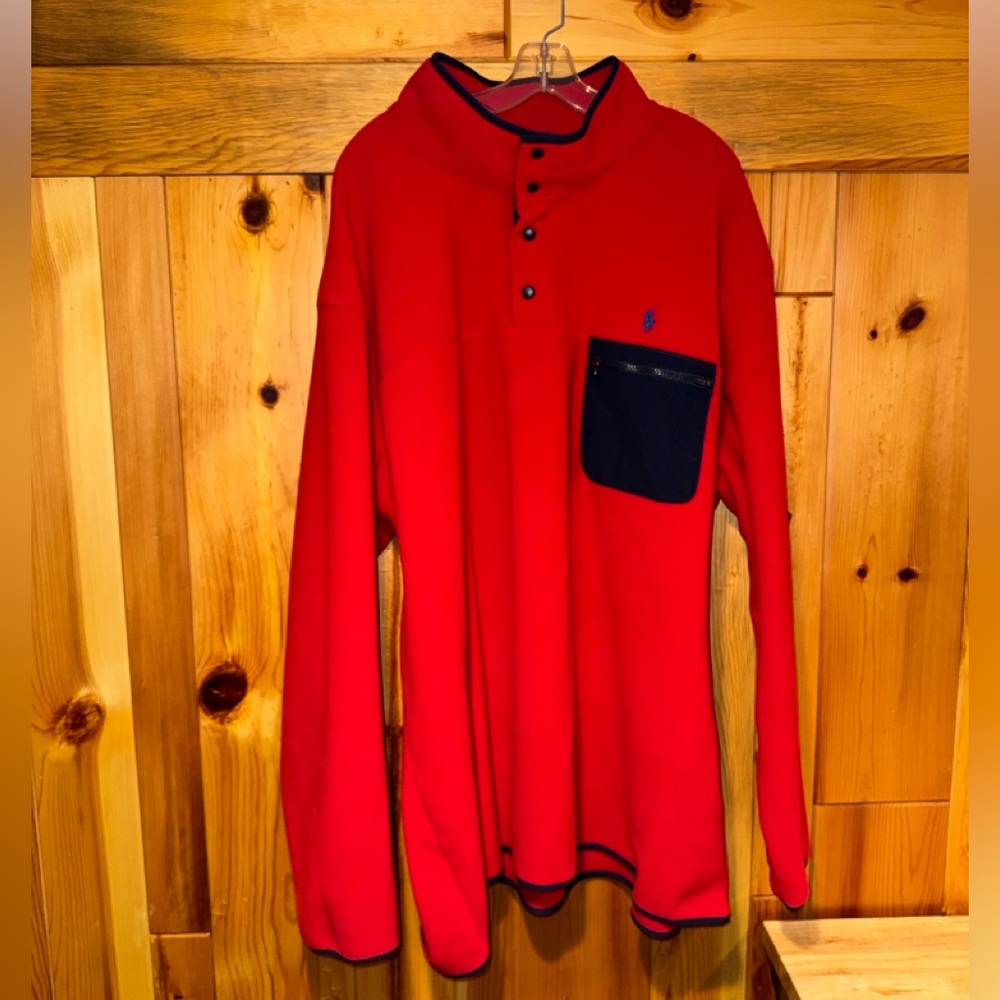 NEW Polo Ralph Lauren Red Fleece Snap Pullover Jacket 4XLT 4LT 4XL Big Tall NWT